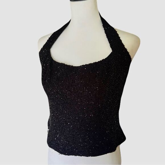 Vintage Zum Zum by Niki Livas Black Beaded Halter Top | EUC | M - Picture 5 of 7
